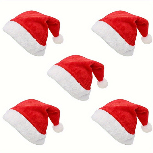 5pcs Short Plush Christmas Hat For Adults Festive Parties Celebrations