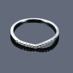 V Shape Zircon Ring 18K Plated CZ Band Jewelry Gift