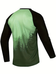 Men's Tree Gradient Pattern Cycling Jersey Long Sleeve