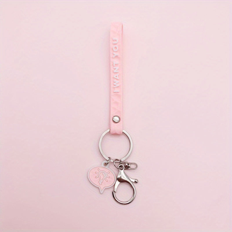 Soft PVC Geometric Cut Leather Rope Keychain For Men