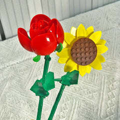 DIY Flower Bouquet Set with Colorful Plastic Flowers and Green Stems