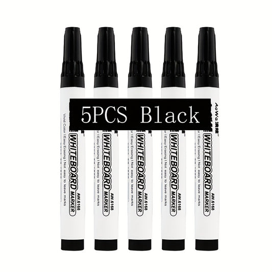 5pcs Erasable Whiteboard Markers Assorted Colors Red Green