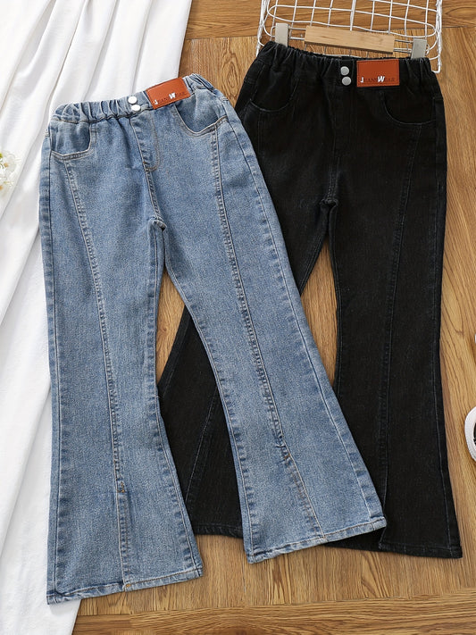 Girls' Casual Bell Bottom Pants Slim Fit Jeans For Kids