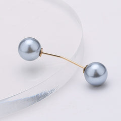Faux Pearl Collar Clip Pin Women Clothes Brooch