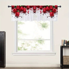 Semi Sheer Red Roses Heart Voile Curtain for Living Room Bedroom Kitchen Cafe