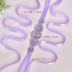 Purple Rhinestone Belt for Bridal Gowns & Evening Dresses