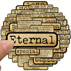 50pcs Retro English Phrases Waterproof Stickers for Water Bottle Laptop