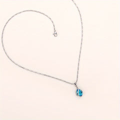 925 Silver Plated Aquamarine Gemstone Pendant Necklace for Women