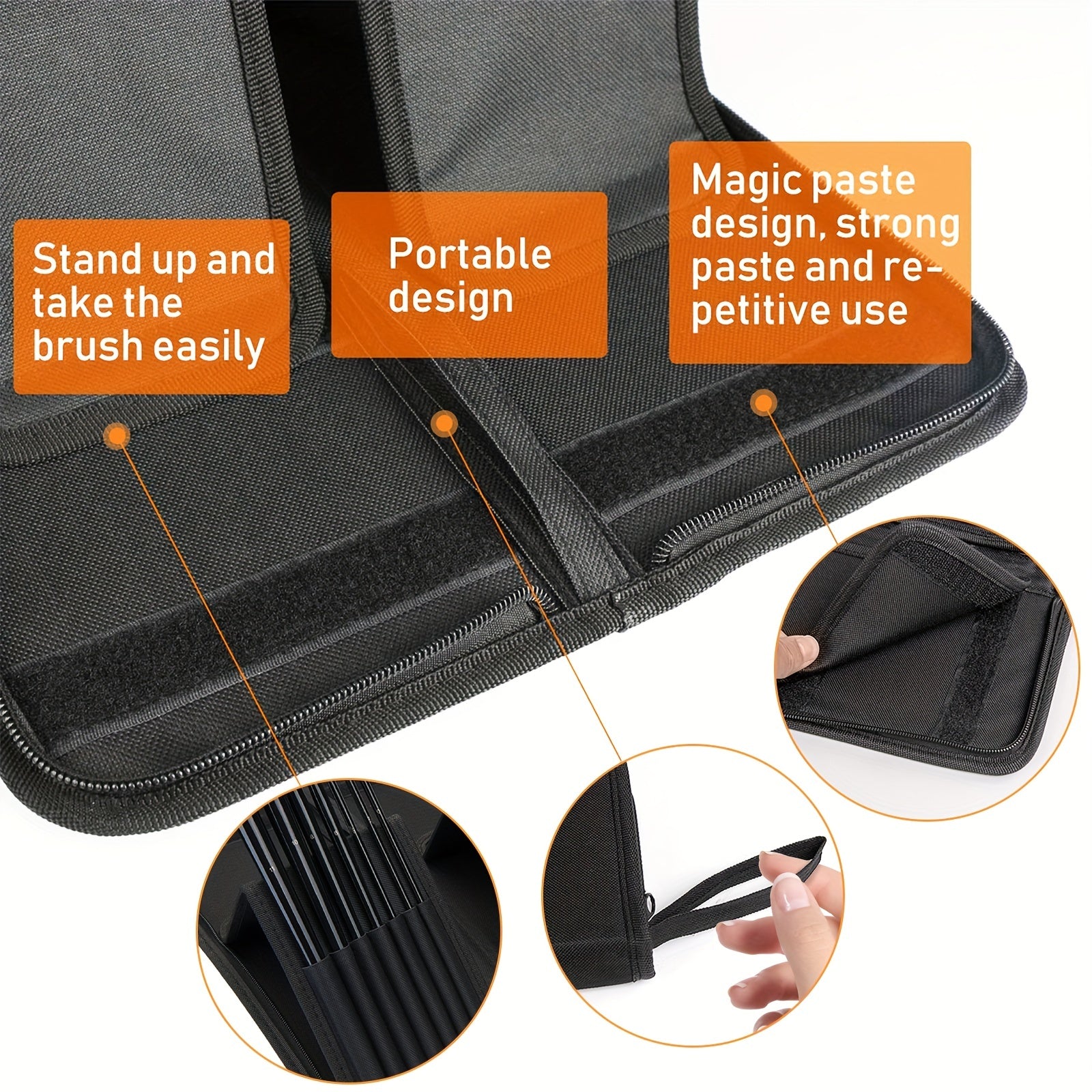 Folding Brush Holder Zipper Bag Organizer Holds 15 Brushes
