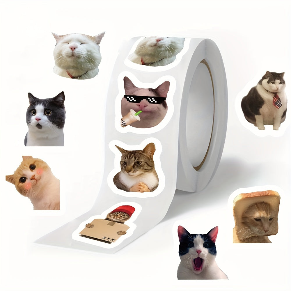 500pcs Whimsical Cat Stickers Roll for Party Favors & Gift Sealing
