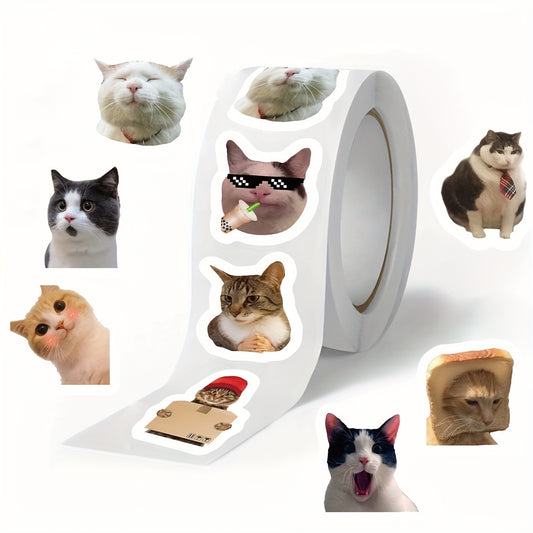 500pcs Whimsical Cat Stickers Roll for Party Favors & Gift Sealing
