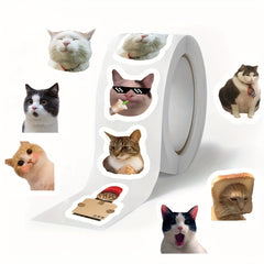 500pcs Whimsical Cat Stickers Roll for Party Favors & Gift Sealing