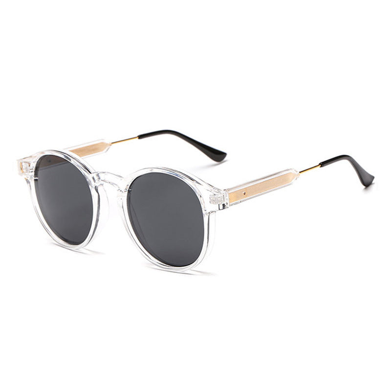Round Frame Sunglasses Cat Eye Metal Temple Polarized UV400
