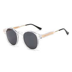 Round Frame Sunglasses Cat Eye Metal Temple Polarized UV400