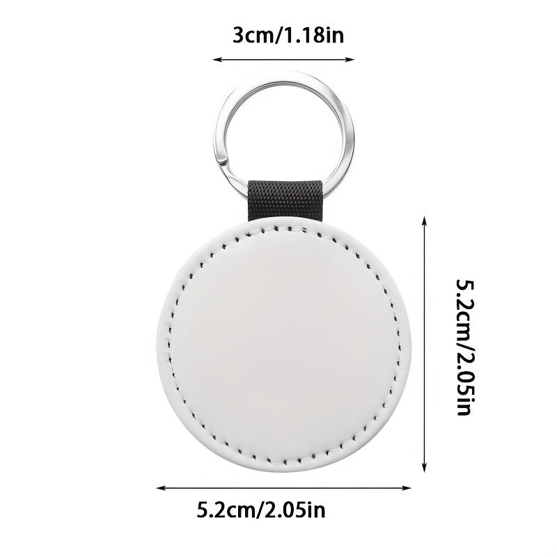 10pcs PU Sublimation Keychain Round Key Chain Bag Backpack Pendant