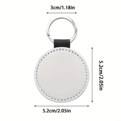 10pcs PU Sublimation Keychain Round Key Chain Bag Backpack Pendant