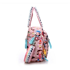 Cartoon Printed Nylon Handbag Pockets Shoulder Bag Large Capacity Storage Bag
