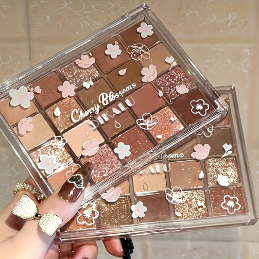 20-Color Eyeshadow Palette with Highlighter - Earth Tones for Contouring