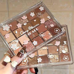 20-Color Eyeshadow Palette with Highlighter - Earth Tones for Contouring