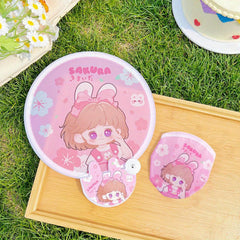 Mini Cartoon Pattern Folding Fan for Outdoor Activity