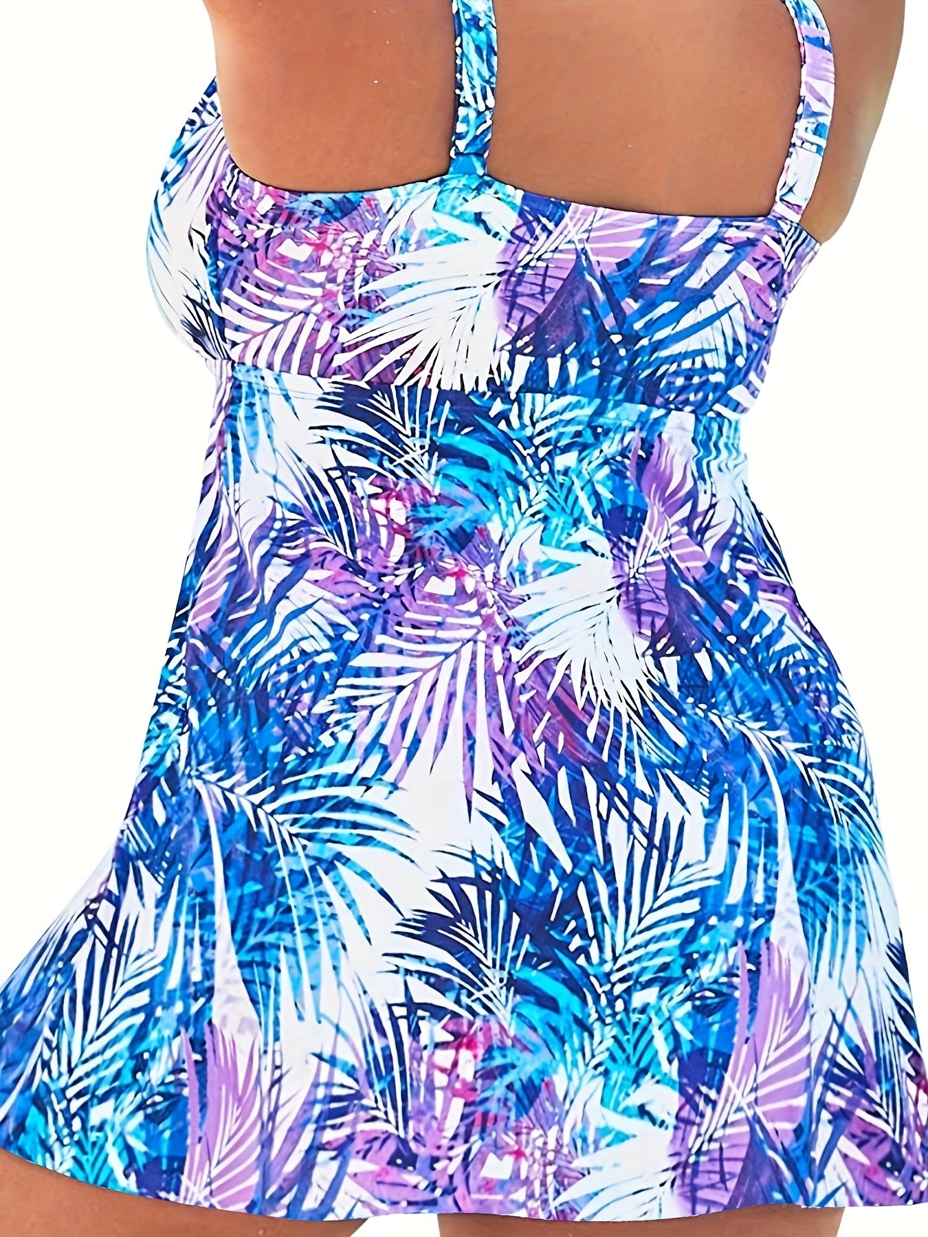  Tropical Print V Neck Tankini Set