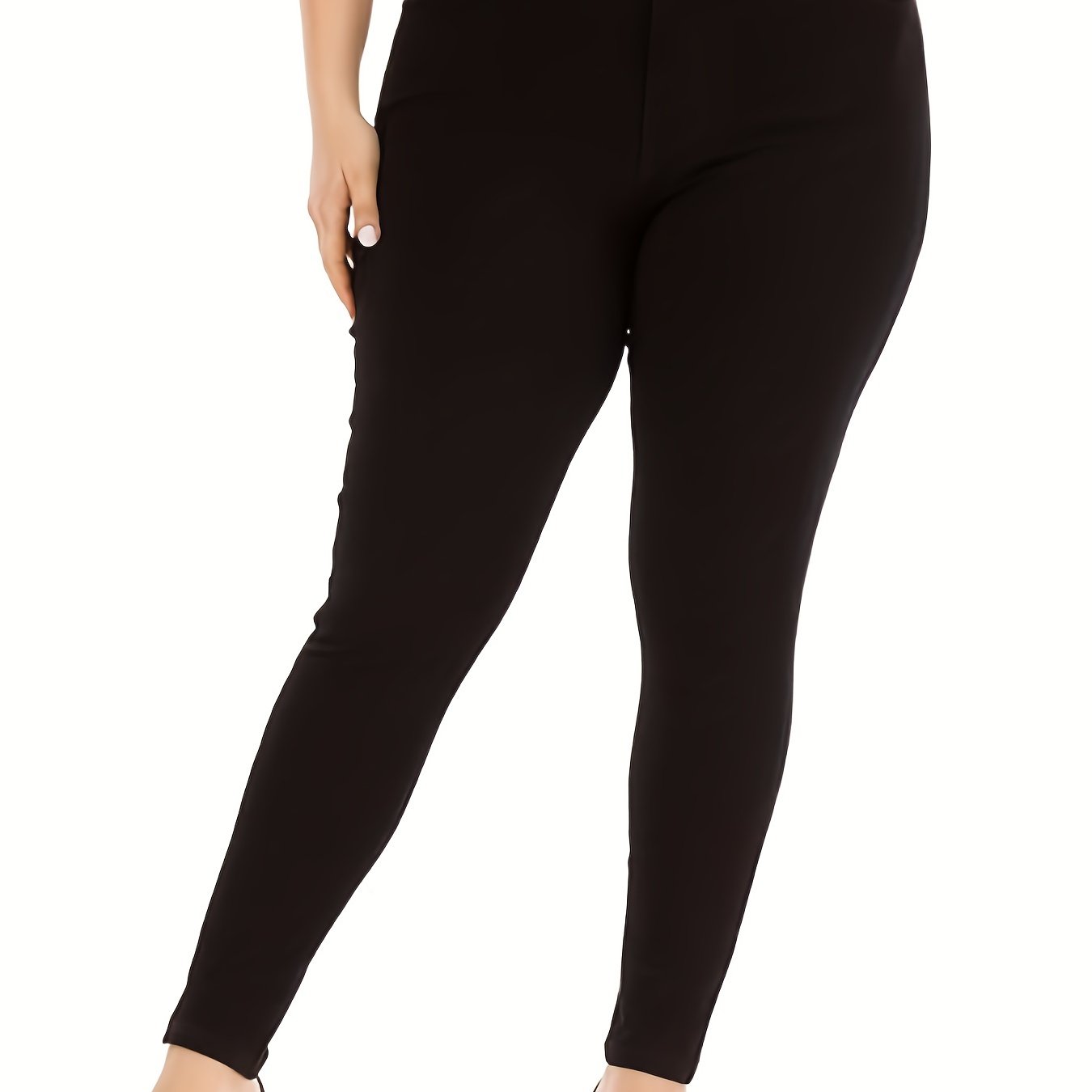  Solid Skinny Trousers High Rise Medium Stretch