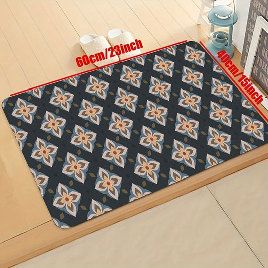 Vintage Floral Decorative Rug Machine Washable Mat for Home Decor