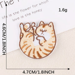 5pcs Cat Cartoon Embroidered Cloth Patch Stickers DIY Clothing Accessories