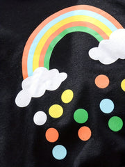 Rainbow Graphic Longline Sweatshirt Dress Girls Crew Neck Comfort Fit
