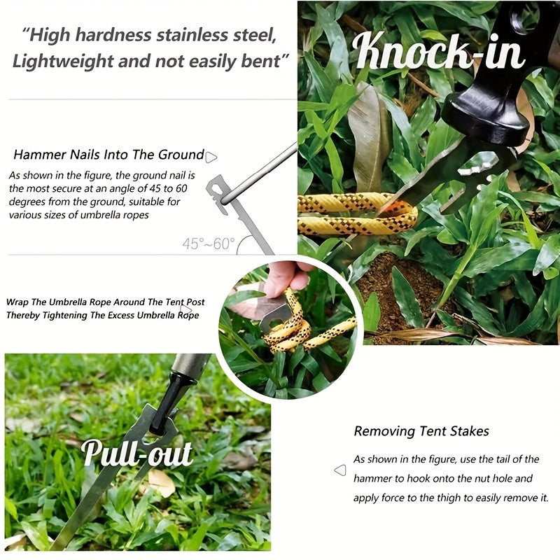 6pcs Stainless Steel Tent Stakes for Climbing Camping Picnic