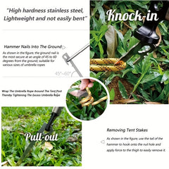 6pcs Stainless Steel Tent Stakes for Climbing Camping Picnic