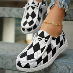 Women's Lightweight Flat Canvas Shoes Lace Up Casual Walking Shoes