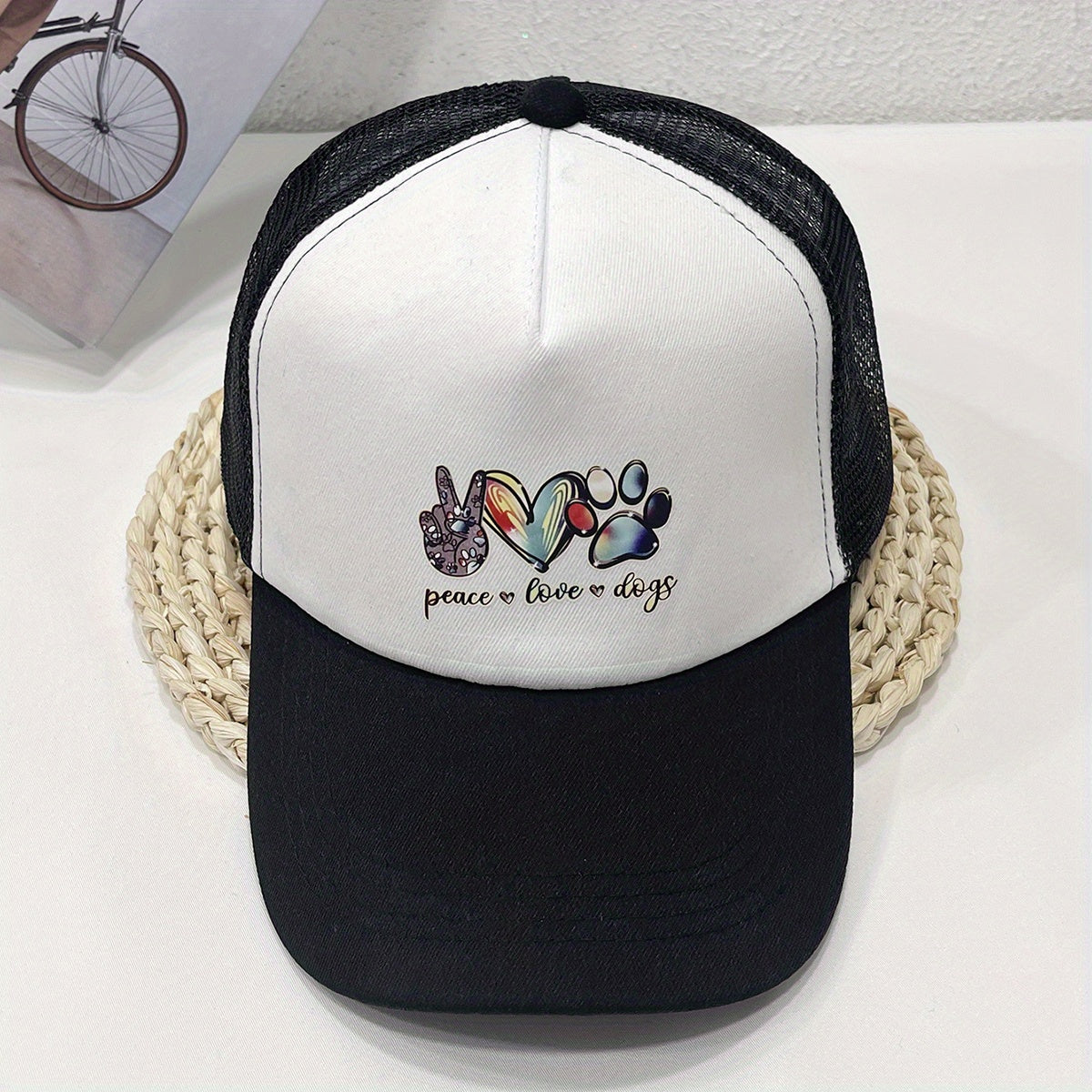 Love Dog Trucker Hat Cartoon Printed Baseball Cap Mesh Sun Hats