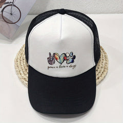 Love Dog Trucker Hat Cartoon Printed Baseball Cap Mesh Sun Hats