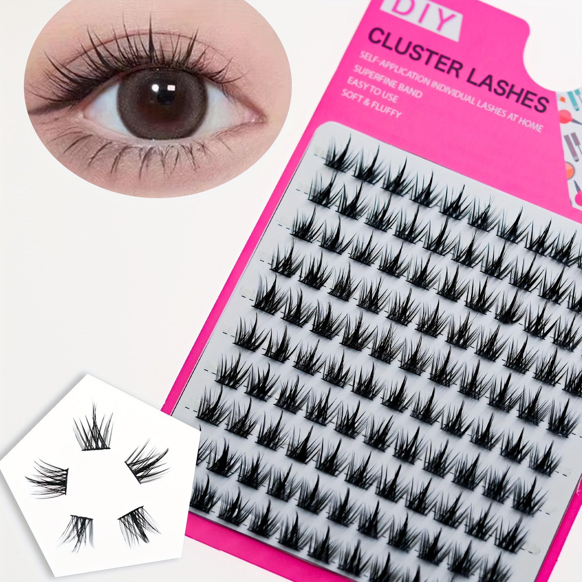DIY 10mm Cluster Lashes Extensions C Curl 110pcs Soft Lightweight Home Use