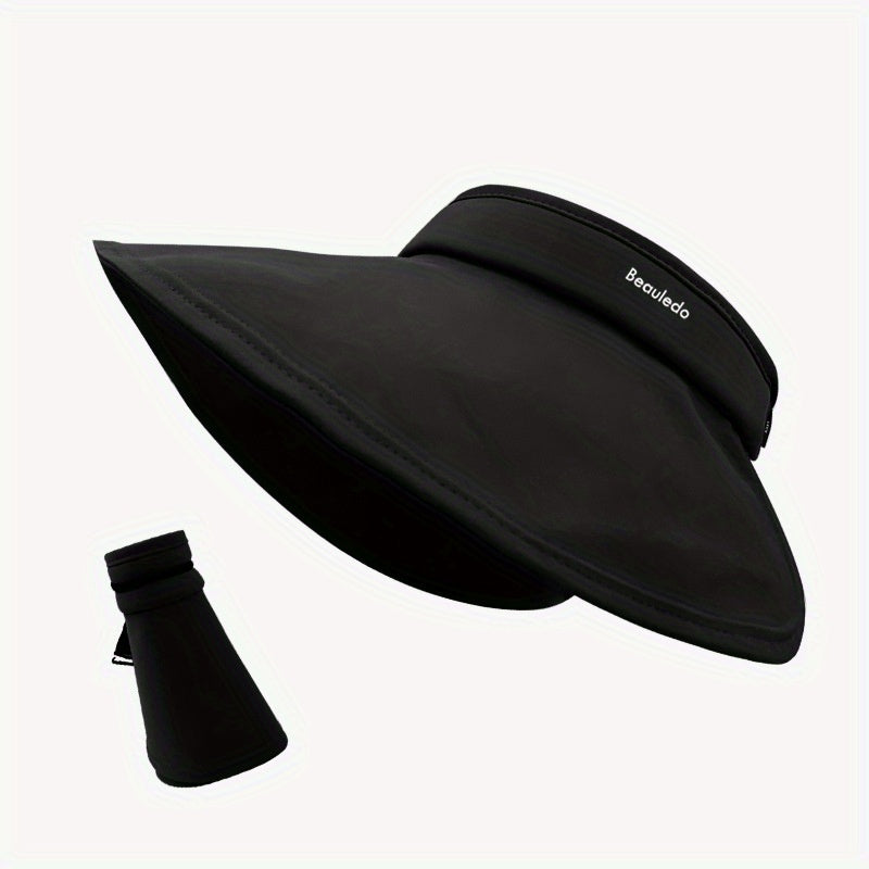 Wide Brim Foldable Visor Hat Solid UV Protection Sun Hat