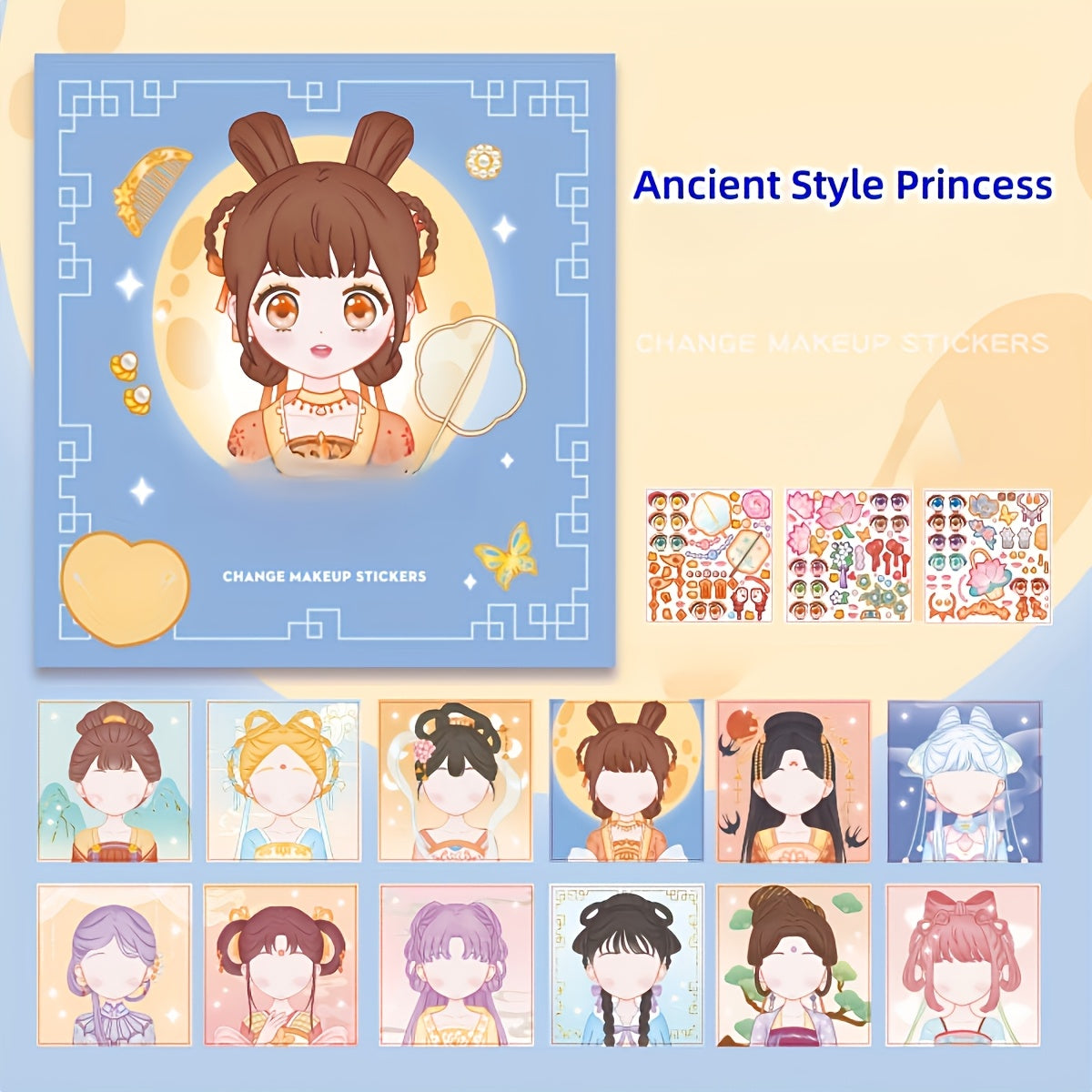 DIY Face Sticker Book with Doll Dress Up Playset