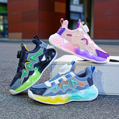 Girl's Block Mesh Basketball Shoes With Rotating Buckle