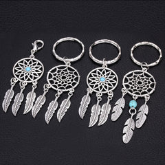 Vintage Turquoise Feather Shape Keychain Western Style Key Chain