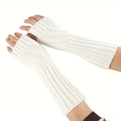 Winter Fingerless Gloves Knitted Arm Warmers For Cycling Skiing