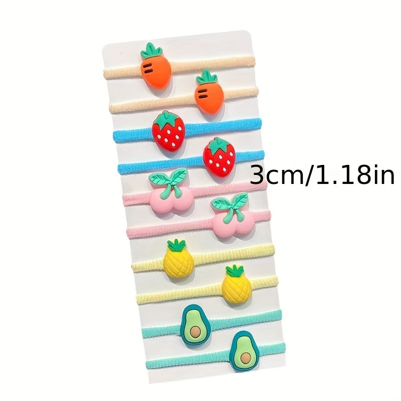 20pcs Cartoon Fruits Hair Tie Elastic Hair Bands Baby Girls Hair Accessories