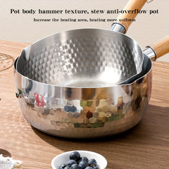 Yukihira Saucepan 7.87 Stainless Steel Nonstick Pot with Wooden Handle