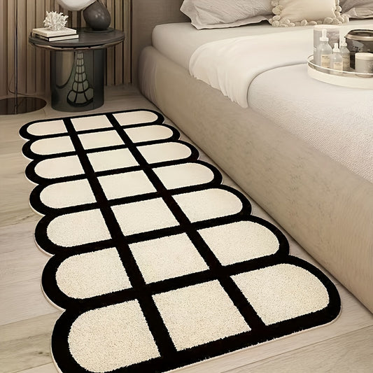 Plaid Area Rug Hand Washable Polyester Mat for Home Hotel Decor