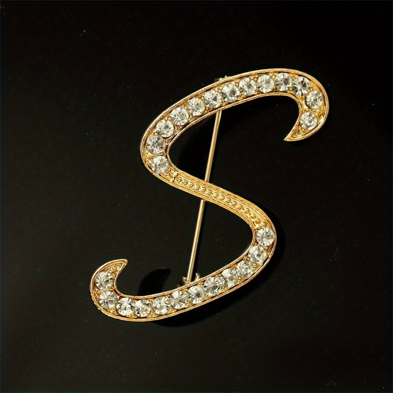 Faux Diamond 26 Letter Brooch Pin Bracelet for Men