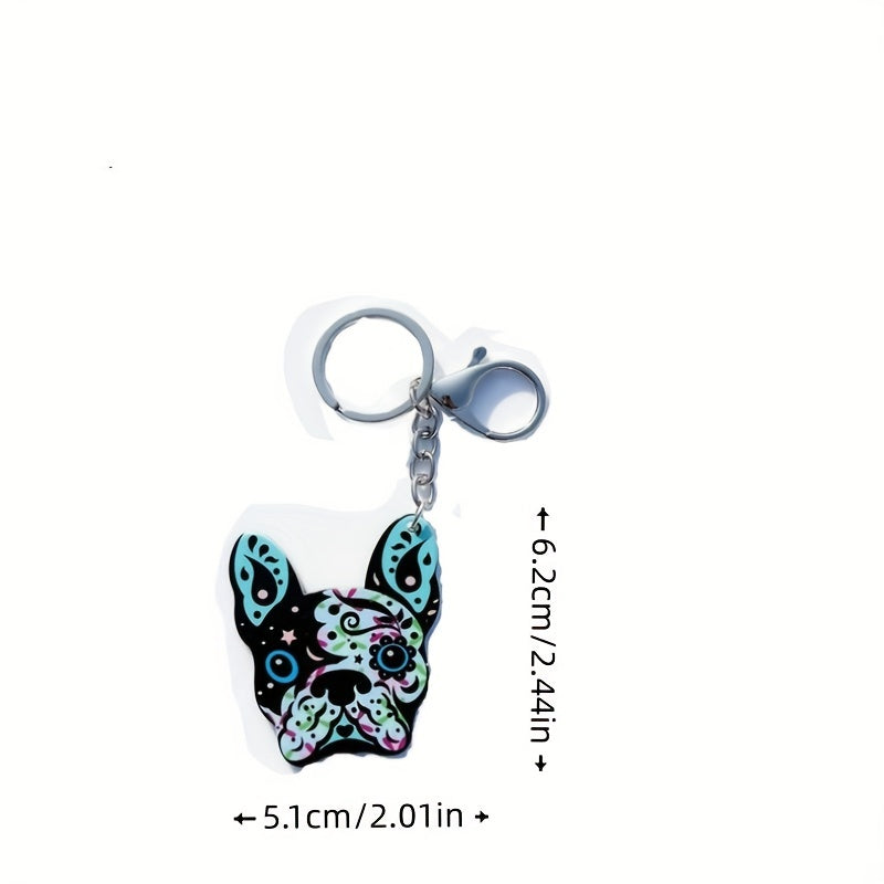 Bulldog Pattern Dog Keychain Bag Pendant Key Ring Ornament