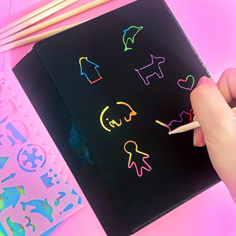 Magic Rainbow Scratch Paper Off Set Crafts Supplies for Kids