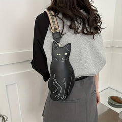 Cat Shaped Chest Bag Crossbody Bag With Wide Strap