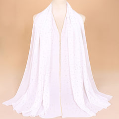 Chiffon Glitter Chain Bandana Scarf Lightweight Solid Hijab Scarf
