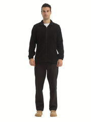 Men's Fleece Jacket Thermal Stretchable Zip Up Winter Coat