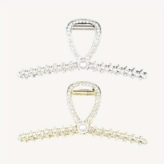 2pcs Pearl Rhinestone Claw Clips for Girls